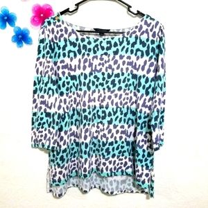 Tommy Hilfiger Blue Tee Leopard print Sz L
